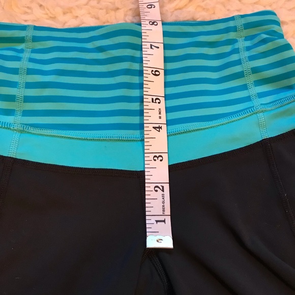 LULULEMON black/teal striped waistband leggings - Picture 8 of 8